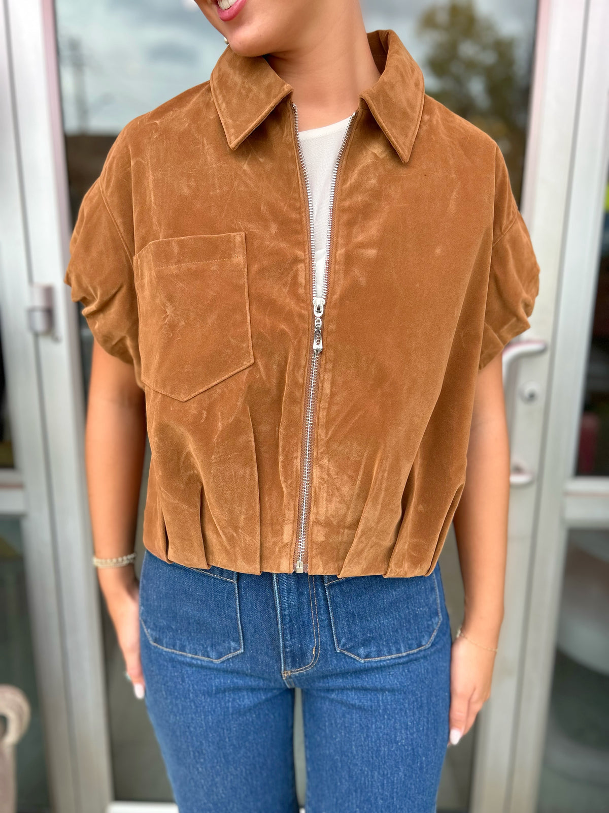 THML Celeste Sleeveless Suede Zip Jacket