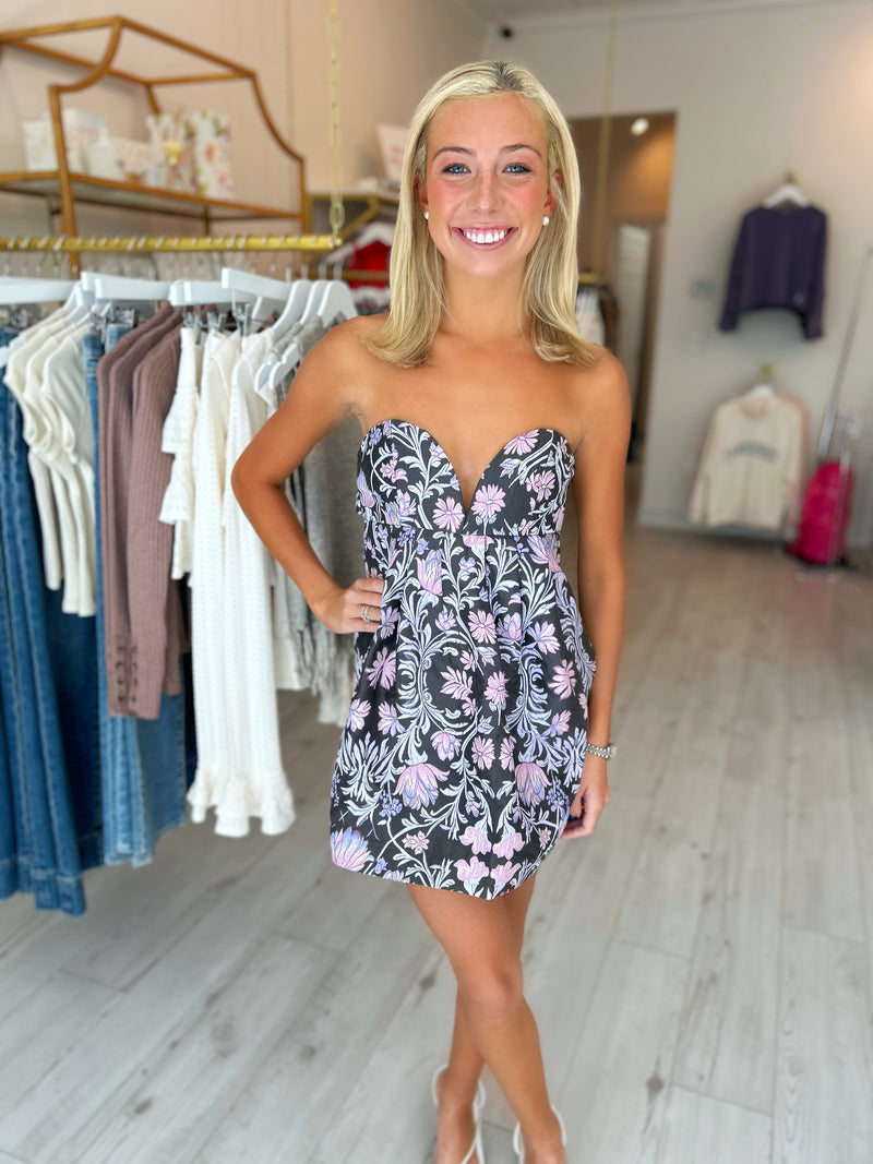 Free People Floreo Jacquard Mini in Grey Combo