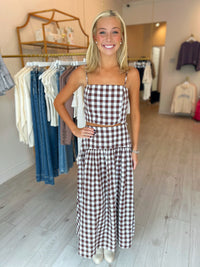 Emma Gingham Crop Top & Midi Skirt Set