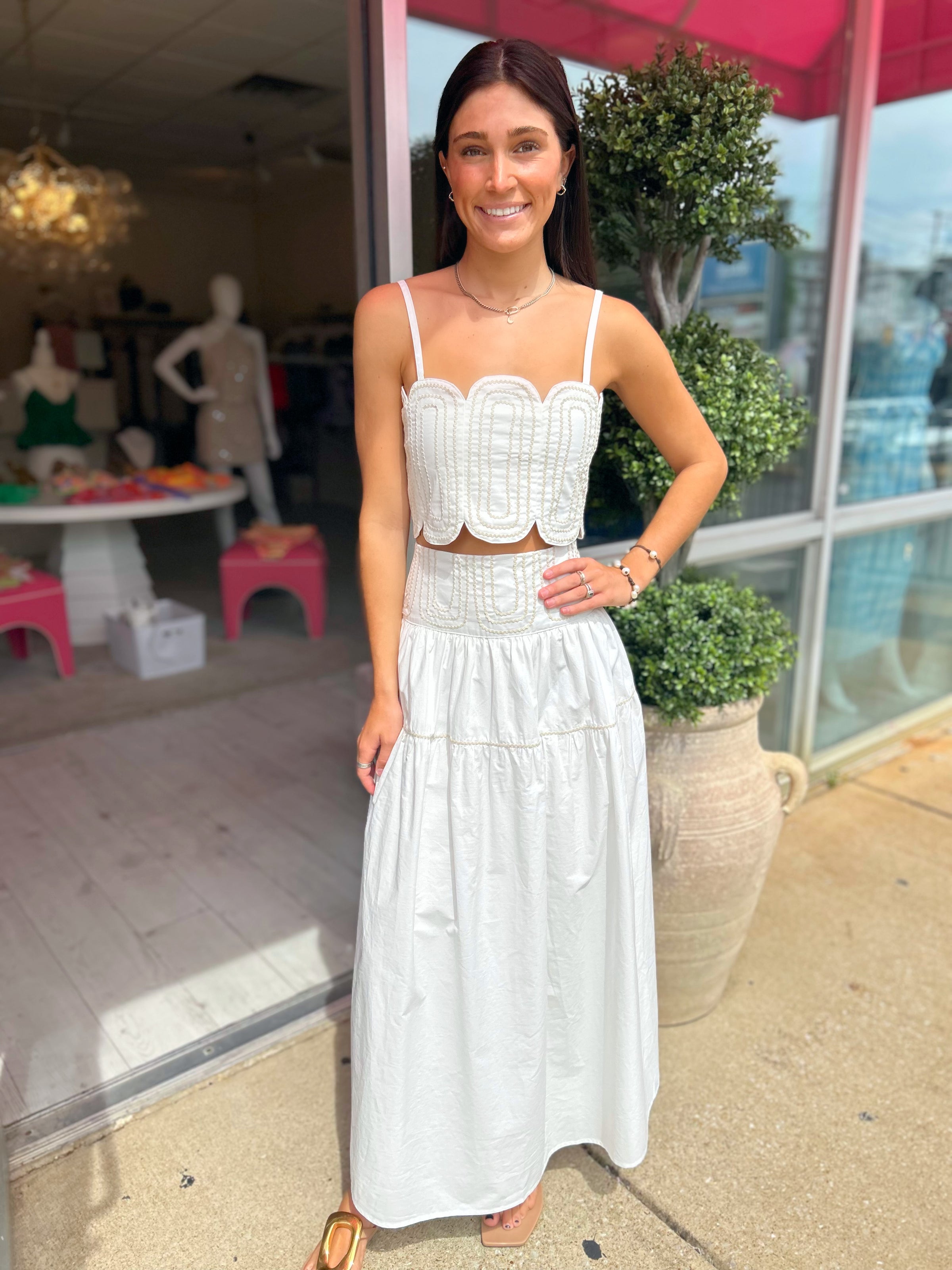 Callie Lace Trimmed Skirt Set