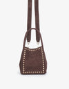 REMI/REID Hollace Mini Tote Studded Faux Suede in Chocolate