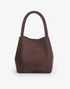 REMI/REID Hollace Mini Tote Studded Faux Suede in Chocolate