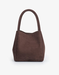 REMI/REID Hollace Mini Tote Studded Faux Suede in Chocolate