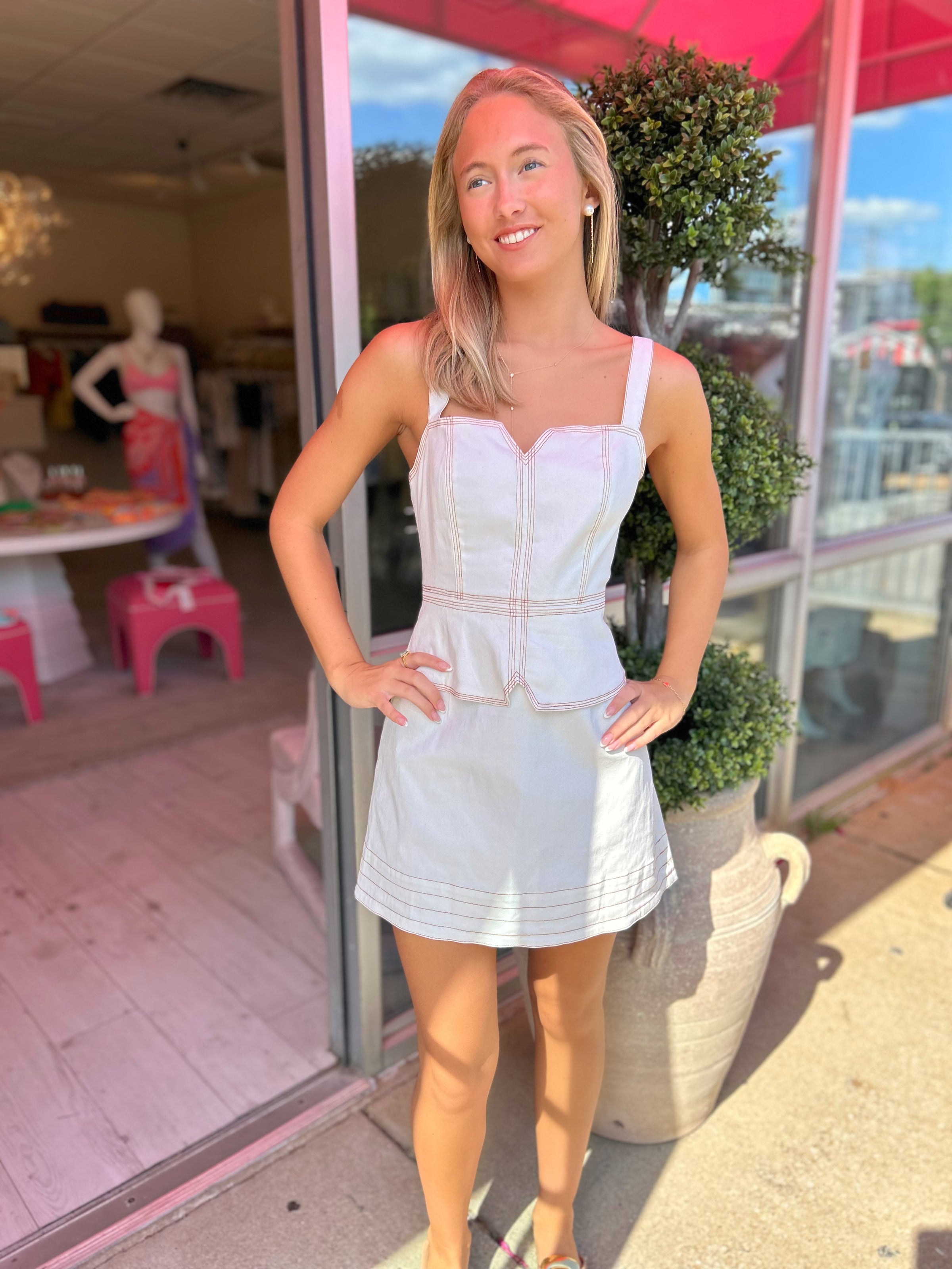 Bella Stitch Detail Denim Mini Dress