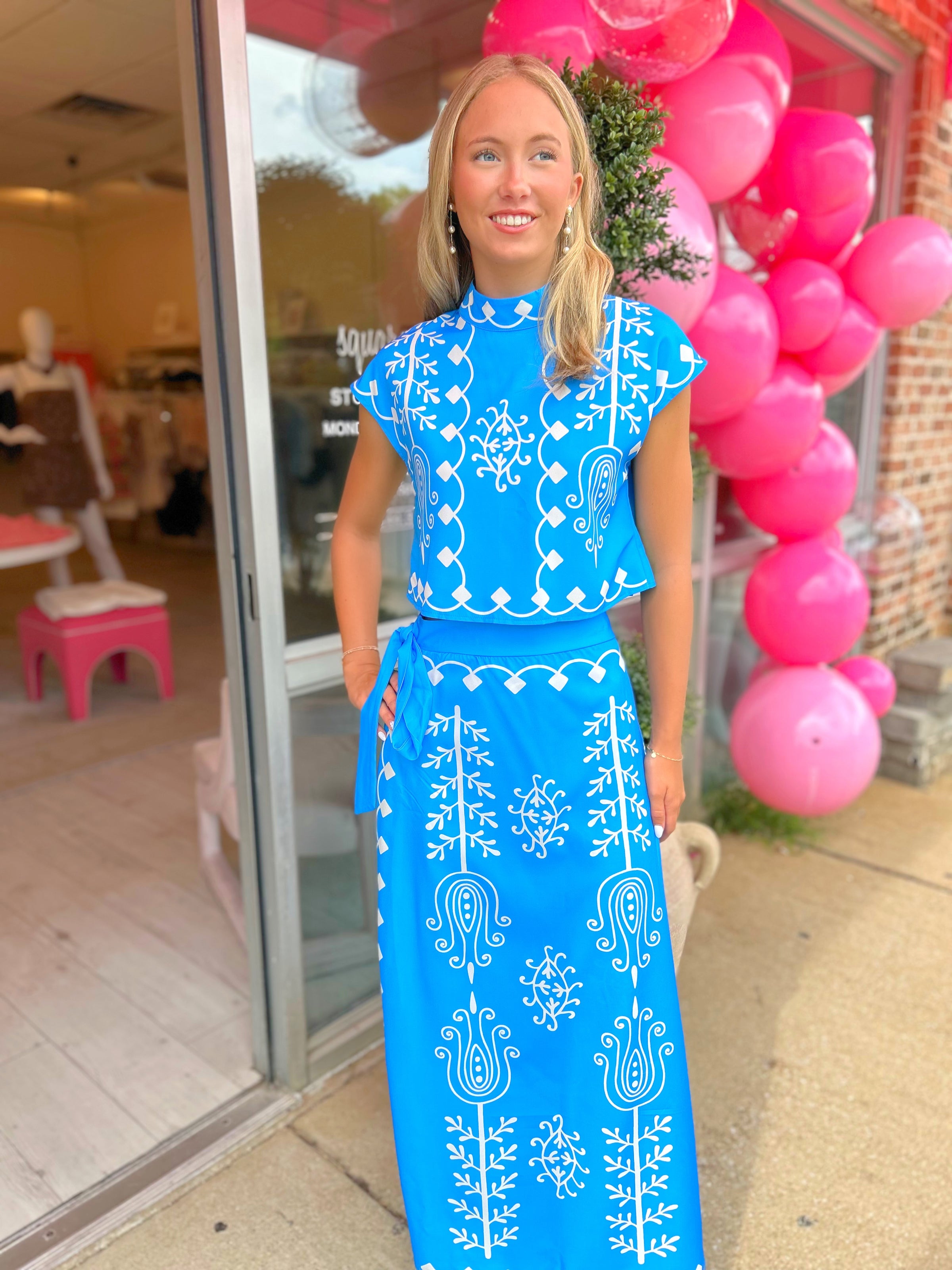 Baker Patterned Wrap Skirt Set