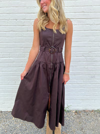 Miller Belted Zip Front Midi Dress