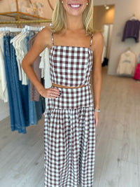 Emma Gingham Crop Top & Midi Skirt Set