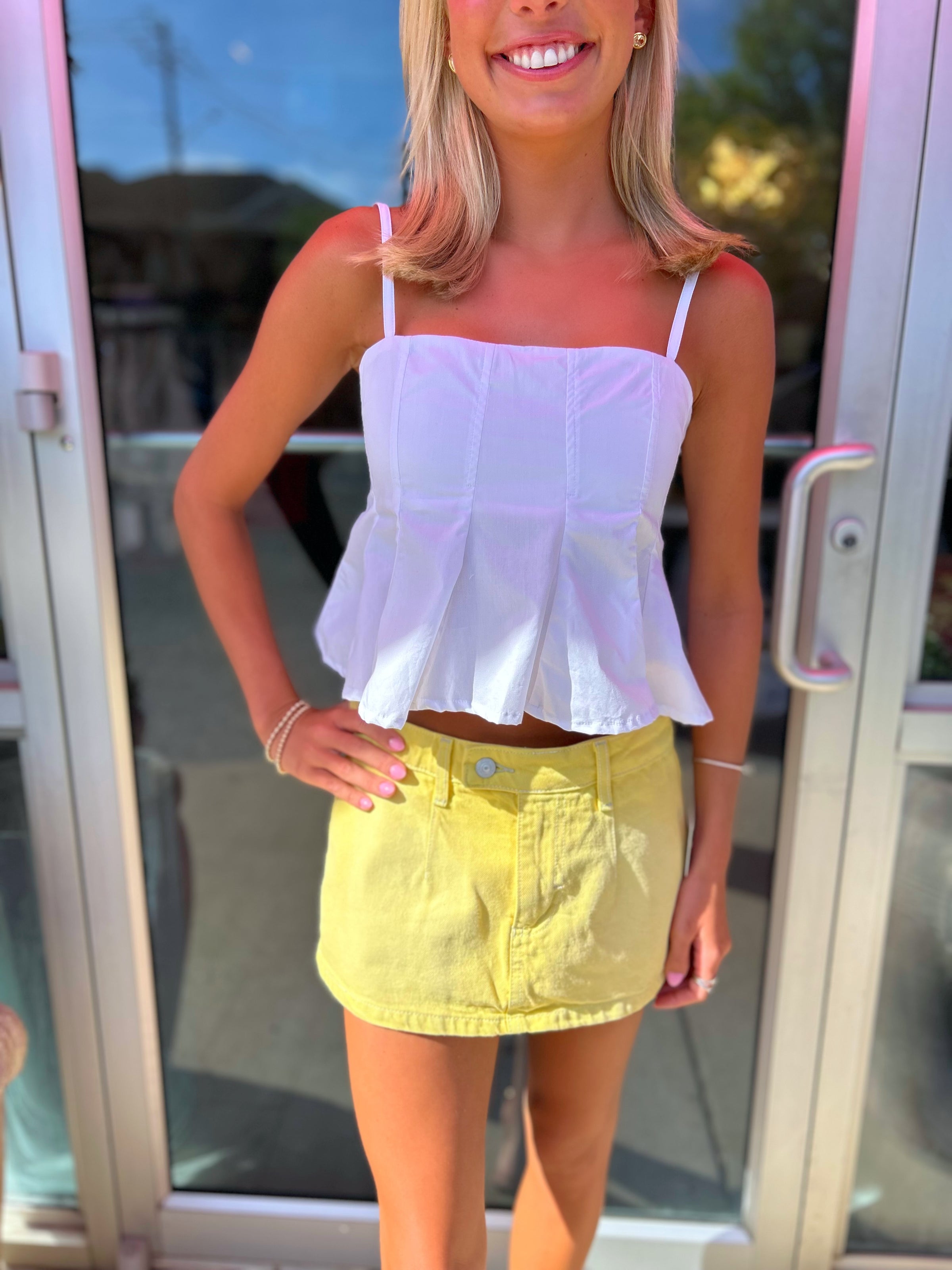 Free People Galivanting Skort in Lemon Ice