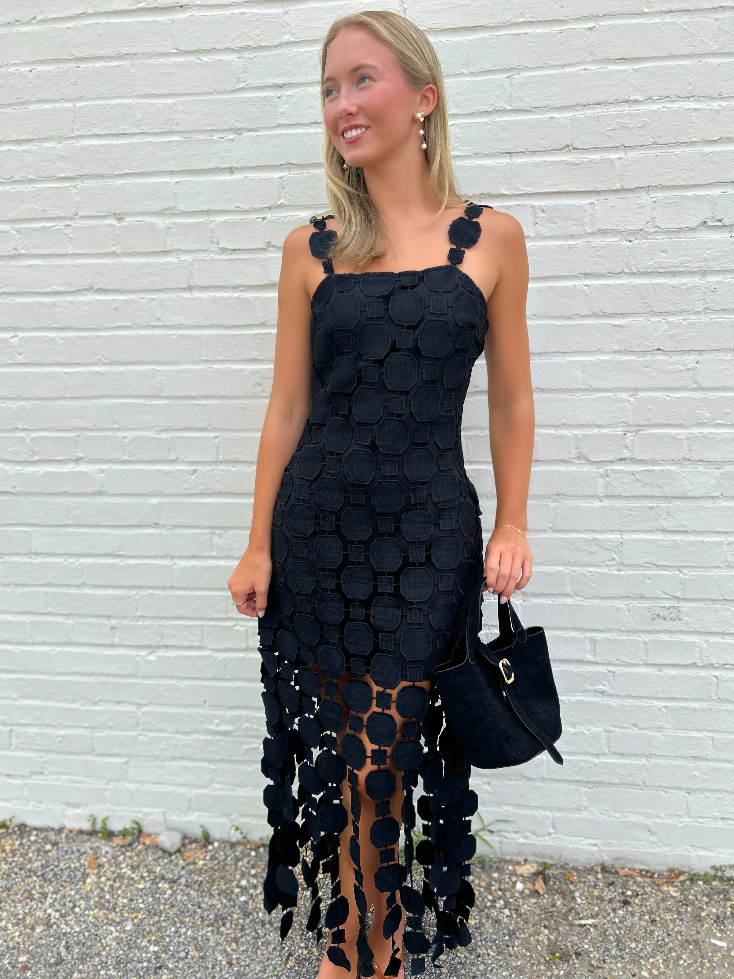 Gigi Fringe Hem Bodycon Midi Dress