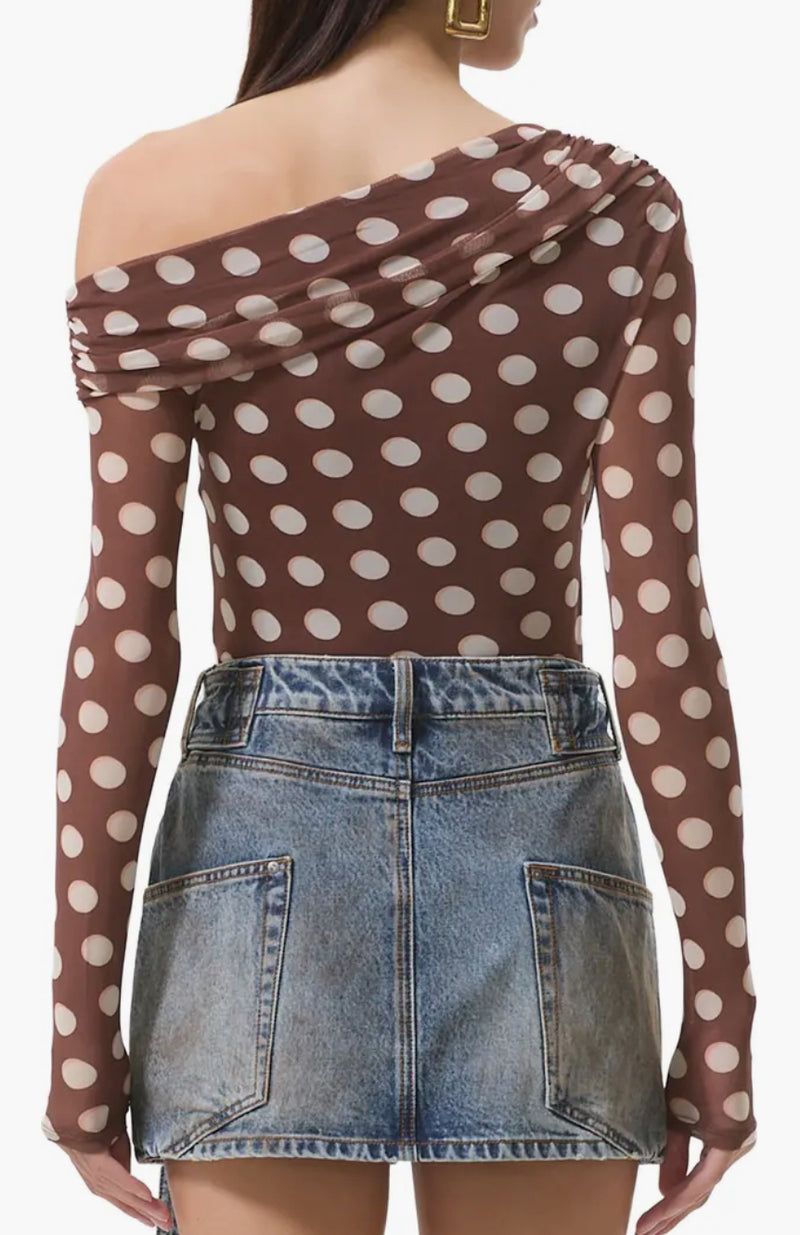 AFRM Barry Top in Chocolate Halo Dot