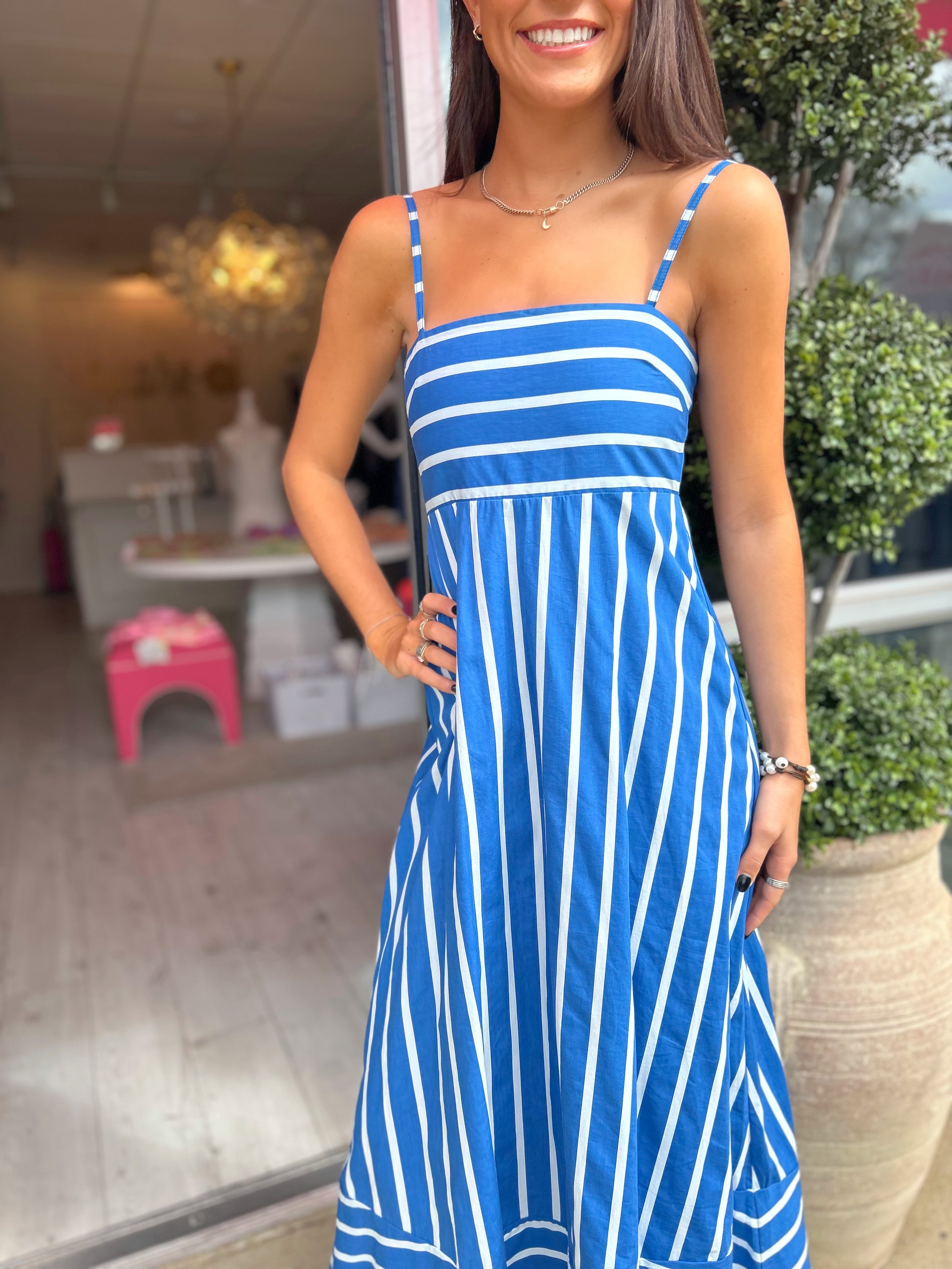 Lusana Tashi Poplin Dress in Vacay Stripe