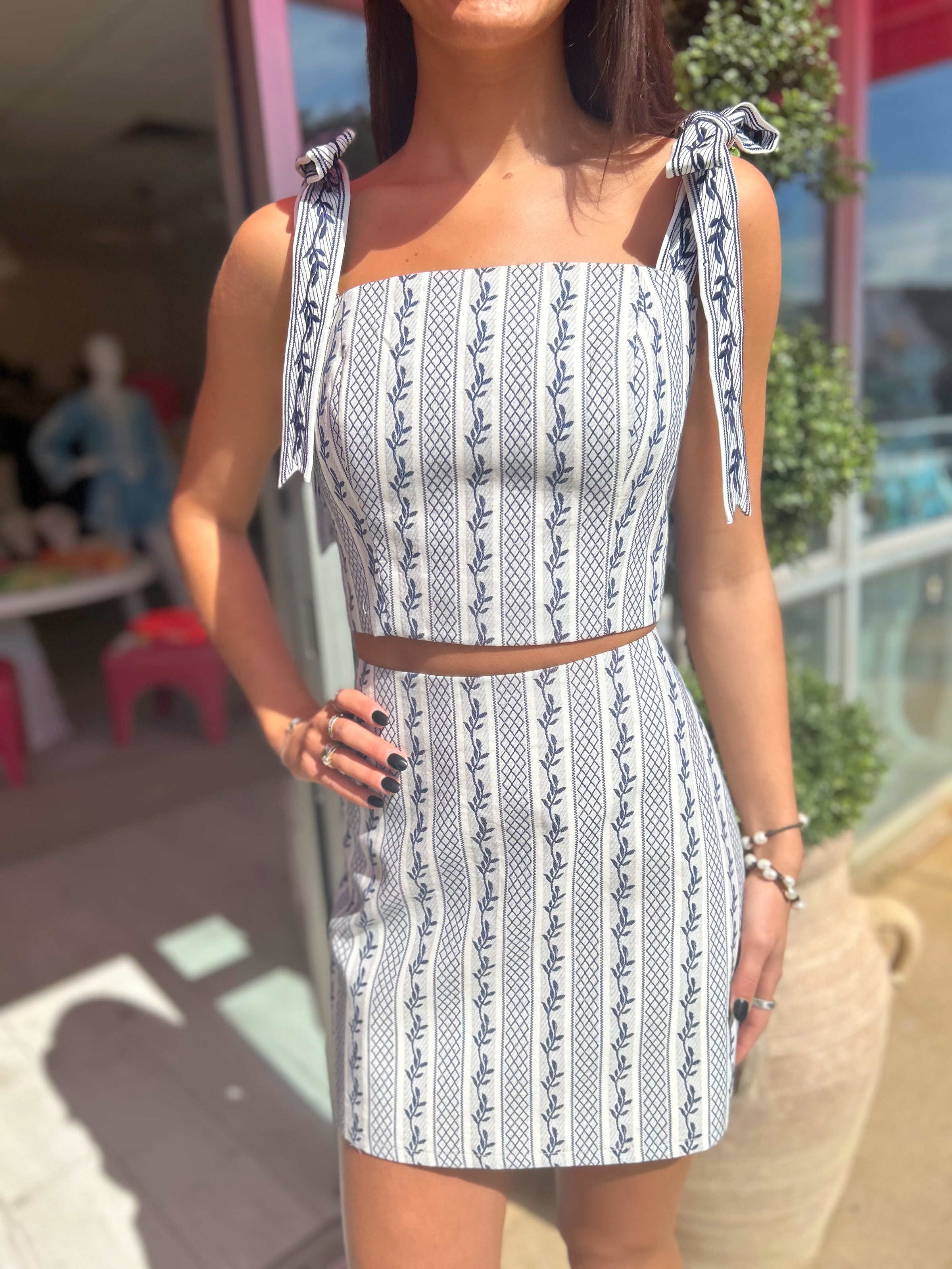 Elise Jacquard Top & Skort Set