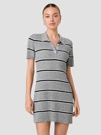French Connection Mason Knit Varsity Stripe Polo Dress