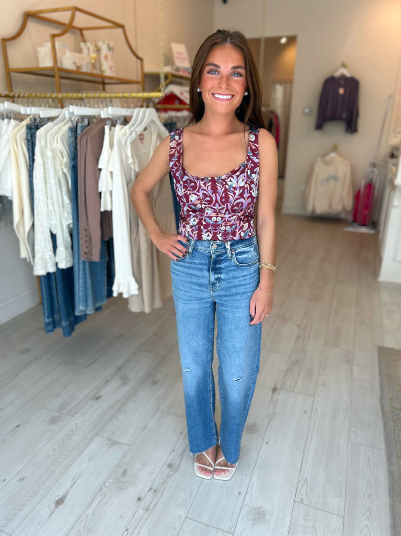 Free People Grace Corset in Cabernet Combo