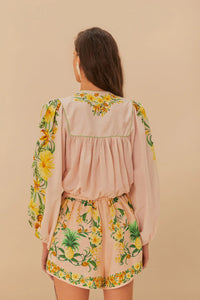 Farm Rio Botanical Beauty Long Sleeve Blouse