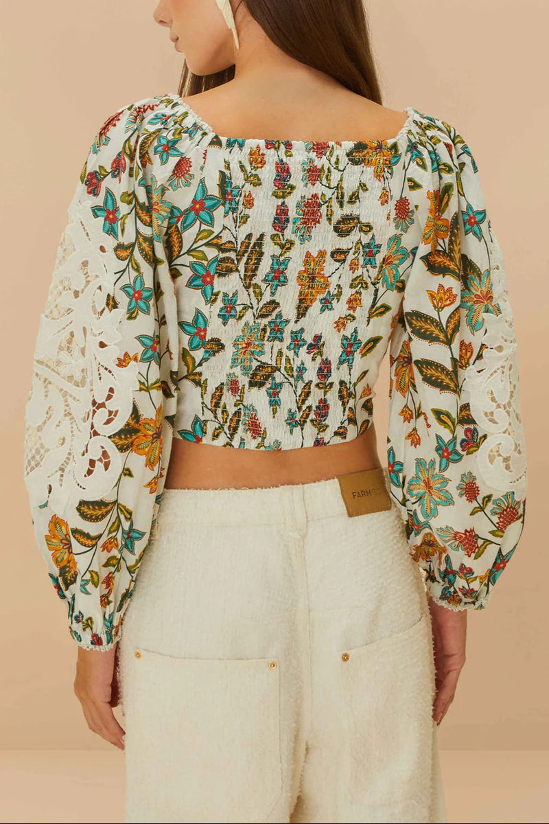 Farm Rio Botanicals Off White Lace Blouse