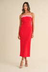 Maddie Bow Strapless Midi Dress