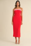 Maddie Bow Strapless Midi Dress