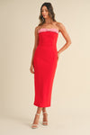 Maddie Bow Strapless Midi Dress