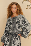 Farm Rio Flower Leopards Off-White Long Sleeve Blouse
