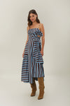 Farm Rio Tropical Flight Stripes Multicolor Midi Dress