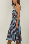 Farm Rio Tropical Flight Stripes Multicolor Midi Dress