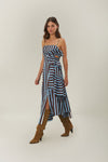 Farm Rio Tropical Flight Stripes Multicolor Midi Dress