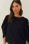 Farm Rio Black 3D Flowers Blouse
