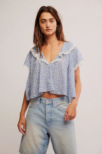 Free People Truly Yours Printed Blouse