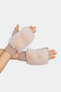 Vail Faux Fur Fingerless Knit Gloves