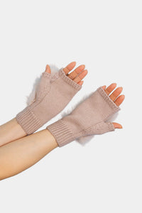 Vail Faux Fur Fingerless Knit Gloves