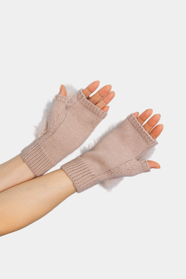 Vail Faux Fur Fingerless Knit Gloves