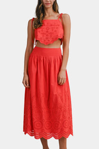 Bailey Embroidered Top and Midi Skirt Set