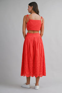Bailey Embroidered Top and Midi Skirt Set