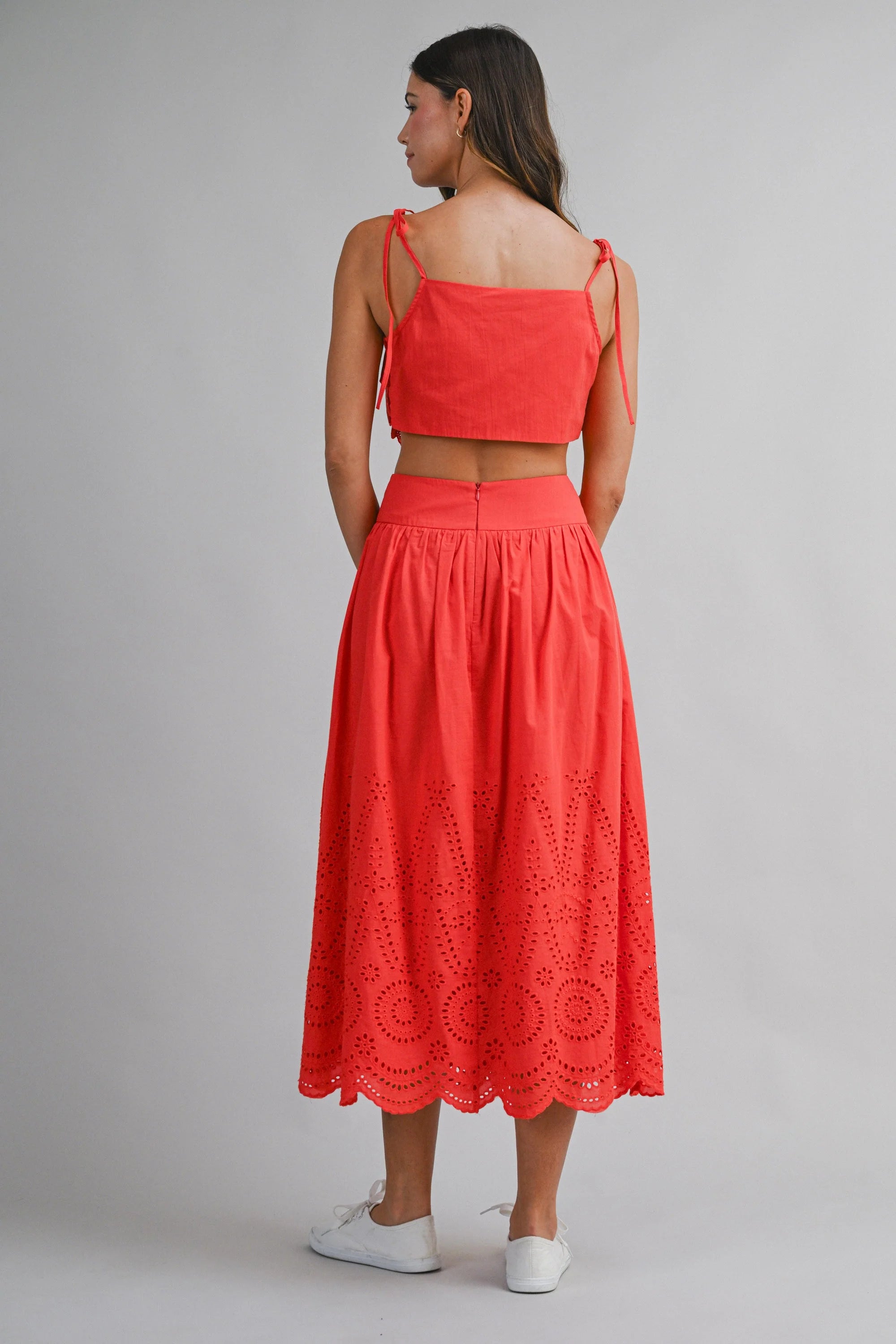 Bailey Embroidered Top and Midi Skirt Set