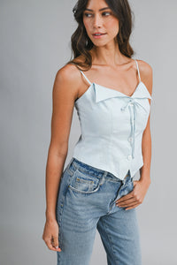Nala Linen Top in Light Blue