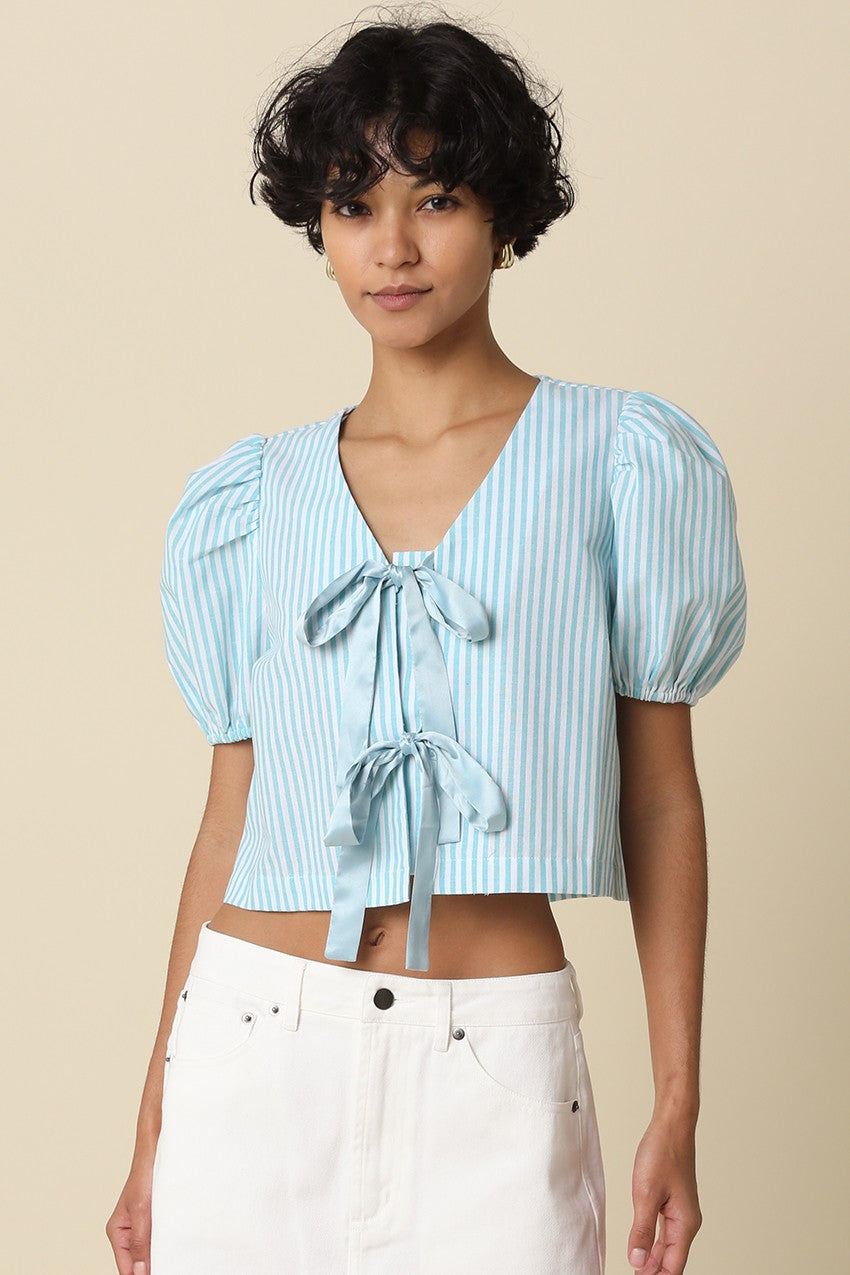 Alice Striped Tie Front Top
