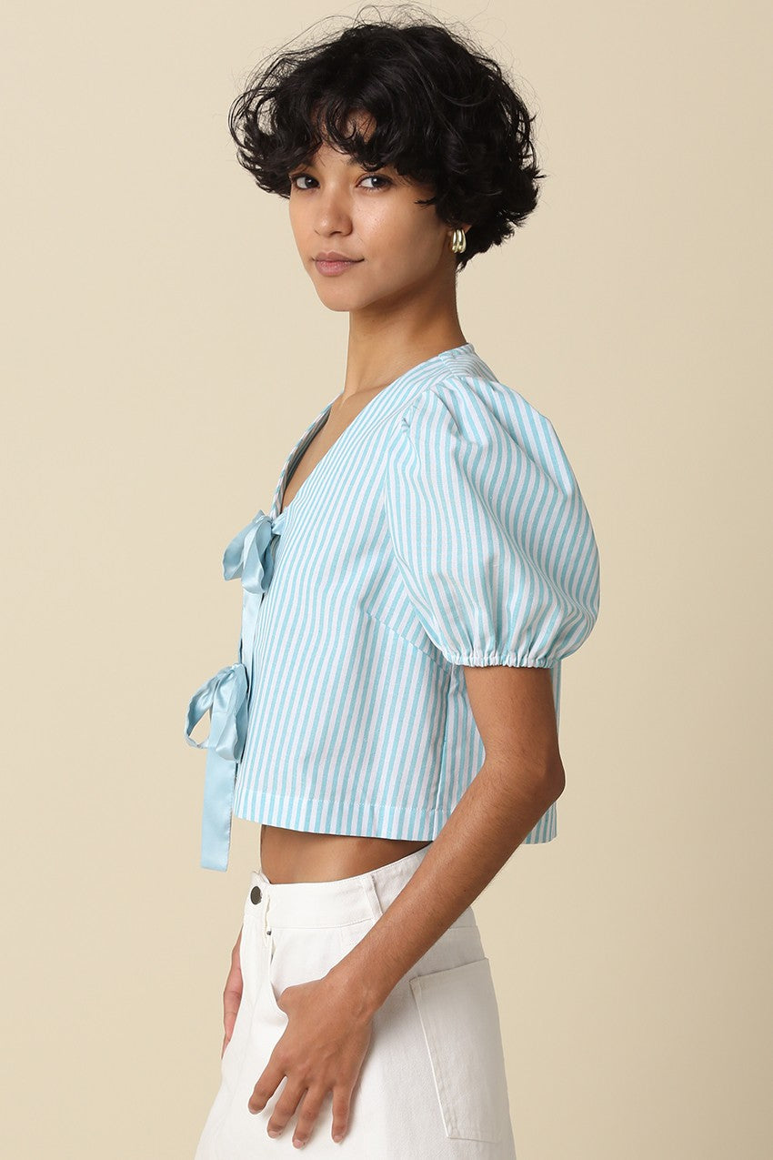 Alice Striped Tie Front Top