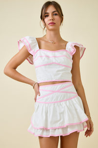 Ella Contrast Binding Top & Skirt Set
