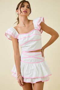 Ella Contrast Binding Top & Skirt Set