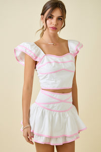 Ella Contrast Binding Top & Skirt Set
