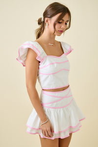 Ella Contrast Binding Top & Skirt Set