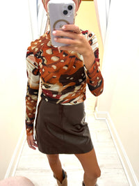 Winston Faux Leather Mini Skirt in Chocolate Brown