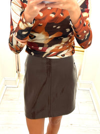 Winston Faux Leather Mini Skirt in Chocolate Brown