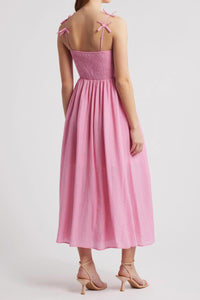 Moon River Bow Detail Cutout Midi Dress