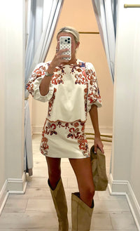 THML Brooks Suede Embroidered Mini Skirt