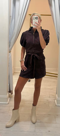 THML Addie Suede Romper