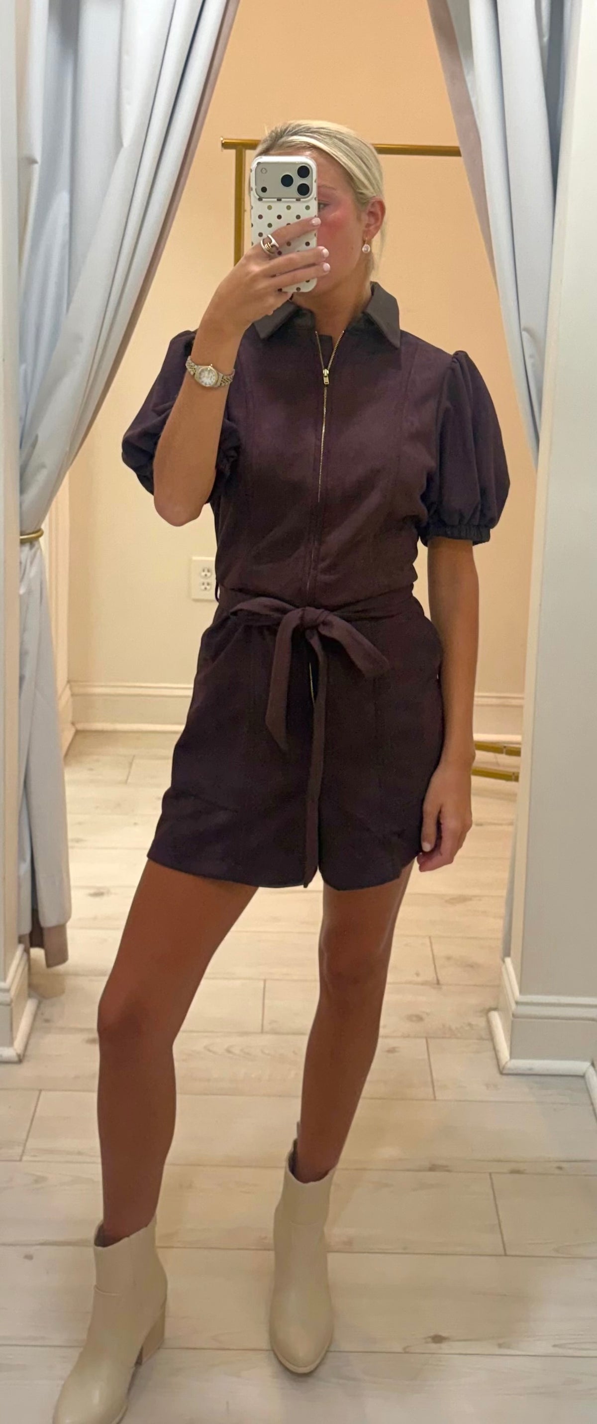 THML Addie Suede Romper