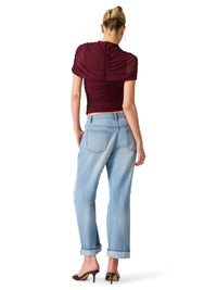 Steve Madden Kerry Mesh Top in Deep Fig