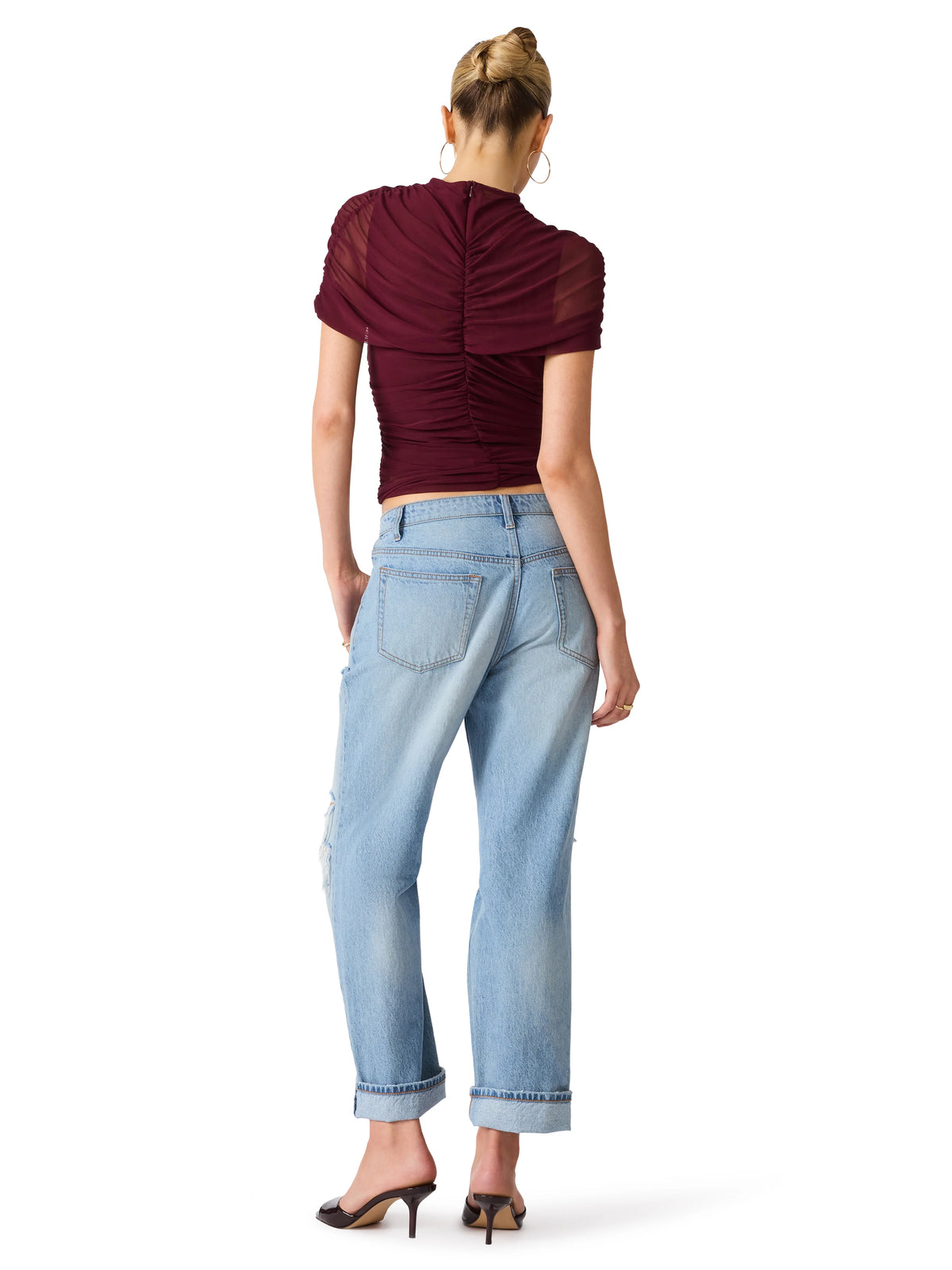 Steve Madden Kerry Mesh Top in Deep Fig